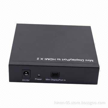 Mini DisplayPort to HDMIx2 Converter with Audio, Supports HDMI Resolution of Max IP to 1920x1080p